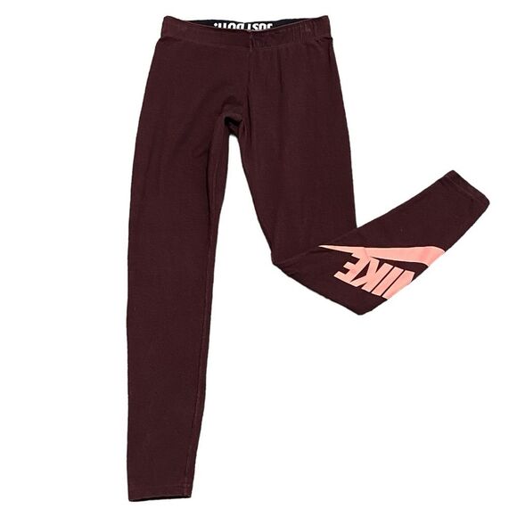 Nike Size Small Swoosh Maroon & Pink Compression Leggings - Picture 5 of 11